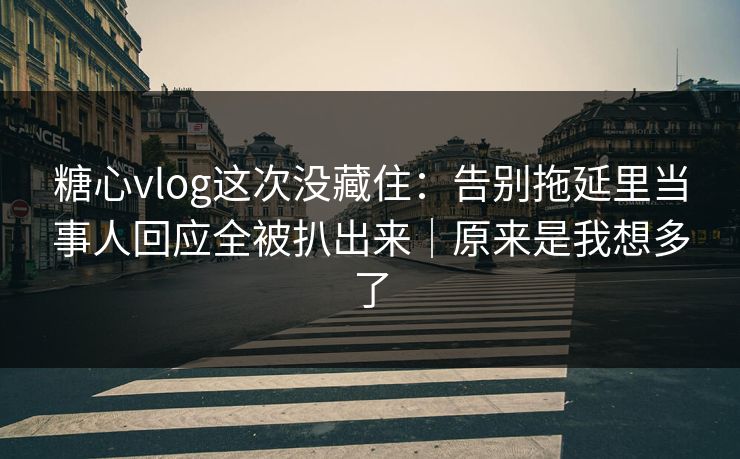 糖心vlog这次没藏住：告别拖延里当事人回应全被扒出来｜原来是我想多了